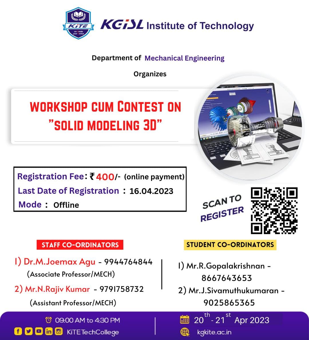 Workshop cum Contest on Solid Modeling 3D 2023